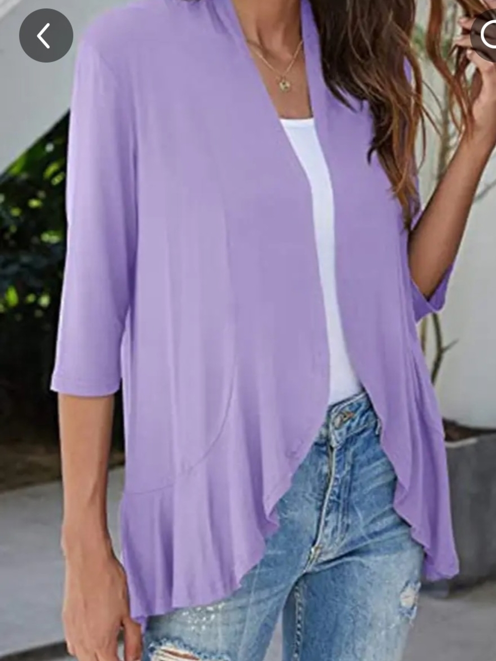 Lilac Open-Front Women's Cardigan Sweater